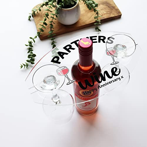 Personalised Acrylic Wine Butler | Personalised Couples Wine Glass and Bottle Holder | Wine Lovers Gift Idea | Couples Wine Present