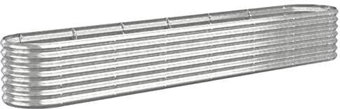 Tidyard Galvanised Steel Oval Planter Bed - Silver, 260x40x36 cm, Durable & Weather-Resistant for Gardens & Balconies Model318882