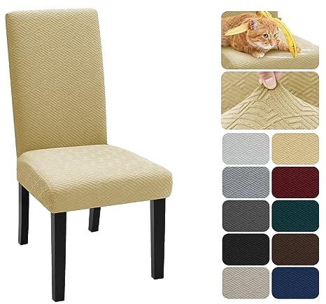 XINEAGE Stuhlhussen 6er Set, Stretch Stuhlhussen für Esszimmerstühle, Universale Stuhlhussen Waschbar Abnehmba für Hotel, Zeremonie, Bankett, Restaurant, Zuhause (Beige)