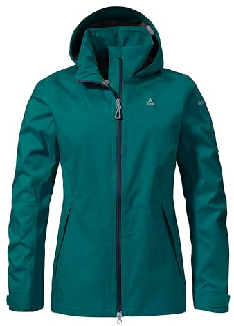 Schöffel Damen 2.5L Jacket Aiplspitz L, leichte Outdoor Jacke, wasserdicht & atmungsaktiv, Regenjacke aus 2,5-Lagen Venturi mit 2-Wege-Stretch und verstellbarer Kapuze