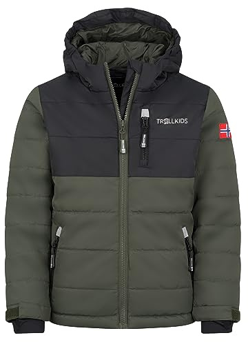 Trollkids Hemsedal Veste de ski pour enfant, Vert lierre/noir, 140 cm