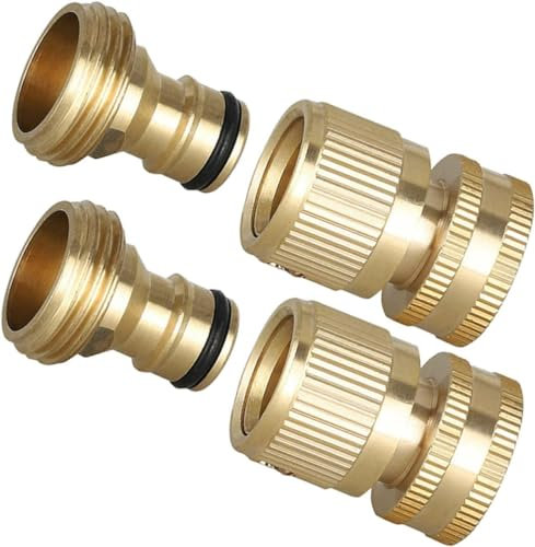 Gartenschlauch-Rohrverschraubungen, 2 Sets Gartenschlauchverbinder, flexibler Gartenschlauch, Gartenschlauch, 7,6 m, Schlauch-Schnellkupplung, Messing-Armaturen, Schlauchadapter, Wasserschlauch-Schnel