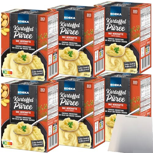 Edeka Kartoffelpüree herzhaft lecker-leicht und kräftig gewürzt 6er Pack (6x225g Packung) + usy Block