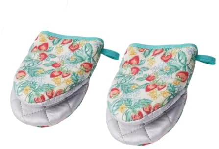 1 Pair Oven Gloves Heat Resistant- Kitchen Oven Mitts High Heat Resistant 500℉, Mini Oven Mits With Non-Slip Grip Surfaces And Hanging Loop For Bbq, Baking, Cooking And Grilling