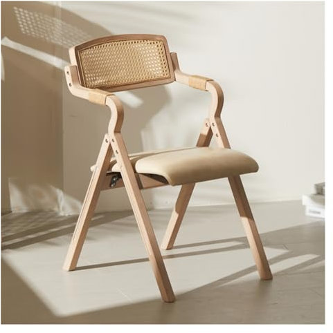 Klappbare Holzstühle mit gepolsterten Sitzen, Faltbare Esszimmerstühle, gepolstert, stapelbar, einzelner bequemer Lounge-Sessel aus Holz für Zuhause, Büro, Hochzeit, Party (Farbe: Leder-1)