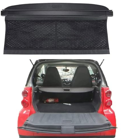 WXJFFF Auto Einziehbare Laderaumabdeckung für Smart 451 Fortwo 2007-2012 2013 2014, Kofferraumabdeckung Rollo Kofferraum Schutz Cargo Cover, Autozubehör