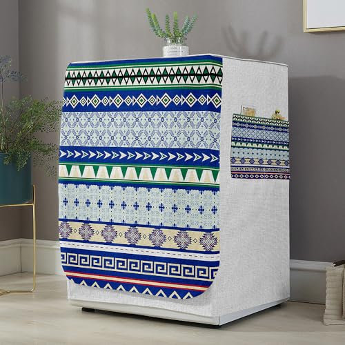 Highdi Housse de Protection pour Machine à Laver, Chargement Frontal Housse La Poussière avec Ouverture Frontale pour Linge Domestique (Boho 5,Capacité S 6~7.5KG)