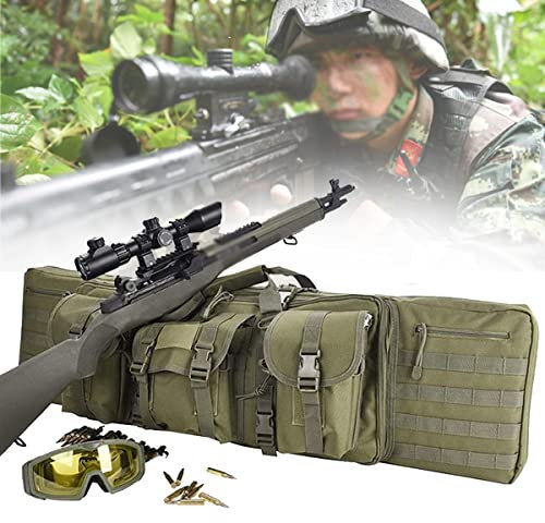 ANSNOW Doppelte Langgewehrtasche Koffer, 37/42,5/46/55 Zoll Taktischer Gewehrkoffer, Weiche Gewehrkoffer, Mit Verstellbarem Schultergurt Mehrere Zubehörtaschen, Für Jagdaufbewahrung Und -Transport/G