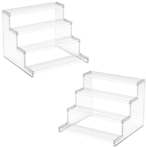 Lifewit 4-stufiger Klarer Organizer Display Ständer, 30.5CM, 2 Stück Kunststoffständer für Präsentation, Plastik Organizer für Figuren/Cupcakes/Schreibtischständer zum Ordnen und Dekorieren