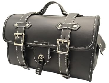 Ronyme Generic Motorcycle Tail Rack Bag Motorbike Storage Bag Side Pockets Sturdy Retro Zipper Luggage Bag for Electric Scooter, Black