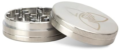 Grinder Edelstahl 2-teilig, unverwüstlicher Crusher, Kräutermühle, Gewürzmühle - abriebfest, magnetisch - Silber Ø 6,3cm
