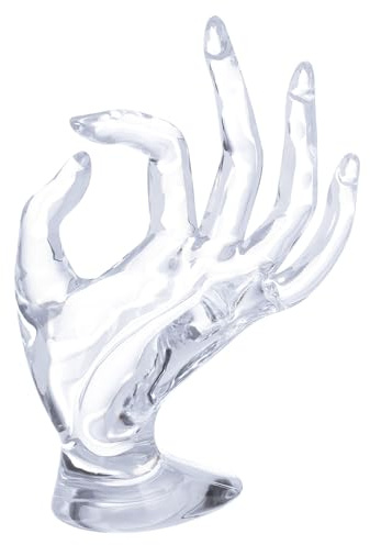 PATIKIL Hand Ring Holder, Hand Jewelry Holder Ring Display Stand Jewelry Display Heavy Base for Bracelet Holder Room Decorative, Clear