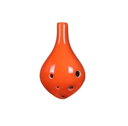 Anfänger-Okarina 6 Loch Kleine Größe Ocarina Keramik Alto C Tone Key Flöte Glasur Chinesischen Tao Professionelle Musical Instrument Für(Orange)