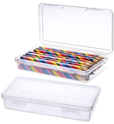 Tikplus 2Pcs Stiftebox Kunststoff, Stapelbare Aufbewahrung Stifte, Organizer mit Deckel