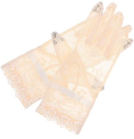 TENDYCOCO 1 Paar Sonnenschutzhandschuhe Aus Spitze Fäustel Teeparty-handschuhe Banketthandschuhe Handschuhe Für Damen Kurze Spitzenhandschuhe Für Die Hochzeit Partyhandschuhe Beige