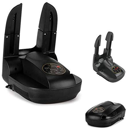 MRKU Asciuga Scarpe Elettrico e Deodorante all'ozono con comandi digitali e Funzione Timer, scalda Scarponi Portatile Pieghevole Regolabile, 27x10 cm - Nero