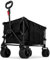 GRANNY SAYS Camping Trolley with Large Wheels, 150L Heavy Duty Festival Trolley on Wheels, Folding Wagon Cart with Adjustable Handle, Pull Along Trolley for Beach Outdoor Gardening Picnic, Black