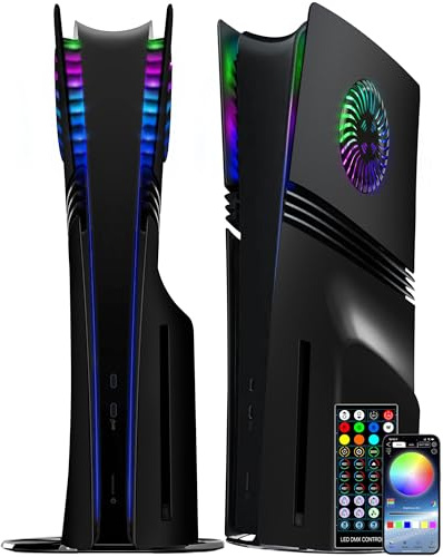 Joso Panel frontal para PS5 Pro Disc Edition, funda de repuesto a prueba de arañazos y polvo con anillo RGB para PS5 Pro (CD-ROM), placas para accesorios PS5 Pro, color negro
