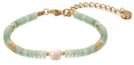 vissen Naturstein Armband für Damen Vergoldet Edelstahl Süßwasserperlen Zuchtarmband Schmuck Geschenk