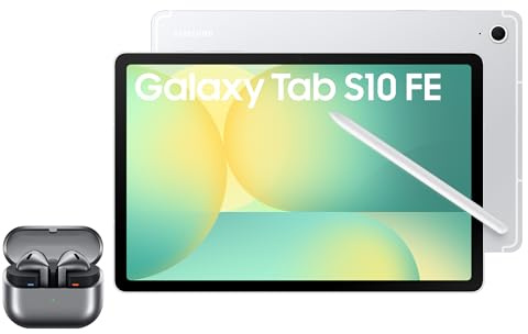 Samsung Galaxy S10 FE Android Tablet, Wifi, 256GB Storage, 12GB Memory, 10.9 Display, Silver with Galaxy Buds3, Silver (UK Version)