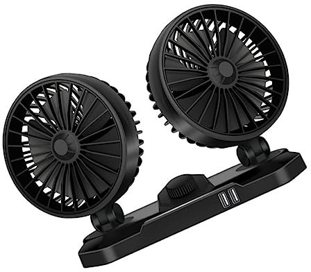 CHICAMPERA Ventilateur De Voiture à Double Tête Oscillant Avec Usb Ventilateur De Refroidissement Auto Pour Camion Suv Camping Et Usage Quotidien