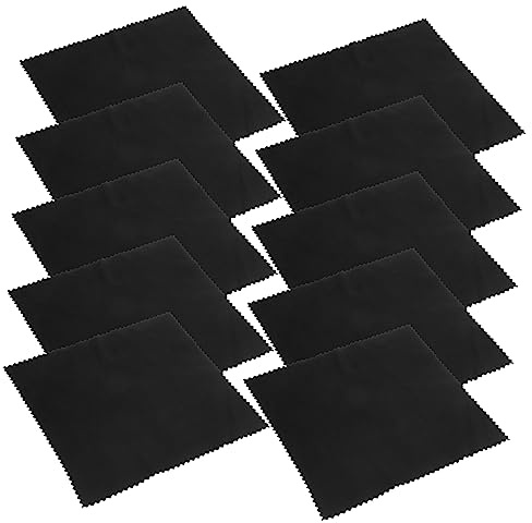 Yardwe Paño de Limpieza para Instrumentos de Franela Negra, 10 Piezas, Reutilizable, Adecuado para Guitarra, Ukelele, Quita Polvo y Manchas