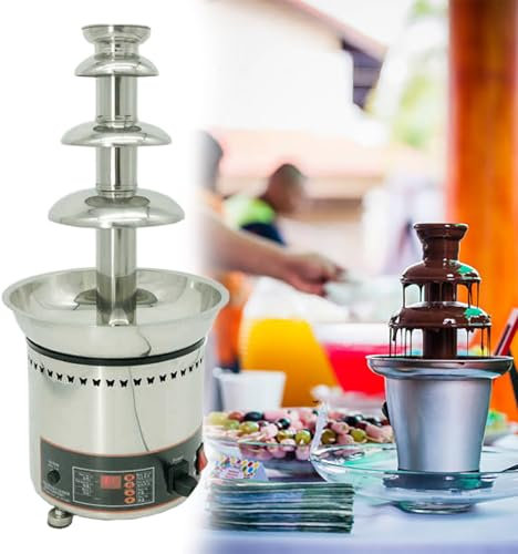 GESAIDES Fuente Eléctrica para Fondue de Chocolate, Fuente de Acero Inoxidable para Fiestas, Cumpleaños, Bodas y Celebraciones.,4tiers