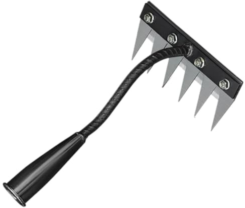 5/6/7/8 Dents Rateau De Désherbage, Amovible Outil De Râteau De Désherbage, Râteau Désherbage Acier Robuste, Outillage De Jardin pour Désherber/Ameublir/Semence (6 Dents)