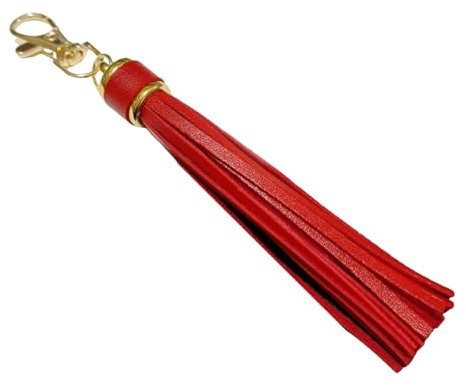 Morain Handgefertigter Quasten-Schlüsselanhänger, Taschenanhänger, stilvoller PU-Leder-Quasten-Schlüsselanhänger mit Metallringen für sicheren Halt