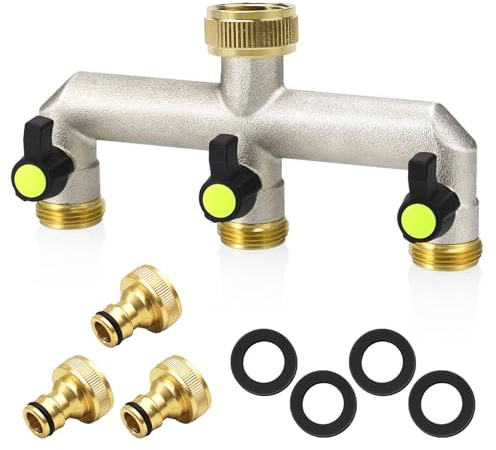 Robinet Distributeur 3 Voies, Robinet Triple Sortie 3/4, 3/4 En Laiton Avec D'arrêt Individuel, Répartiteur D'eau En Laiton, Distributeur D'eau 3 Voies En Pour Maison, Jardin(Noir)