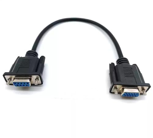 GXMRHWY DB9 Female to VGA Female 15Pin Three-Row Signal Transmission Cable, VGA to DB9 Serial RS232 Data Cable for Mutual Transmission of Signals Between 9Pin Video Devices and Computers 1.5Meter