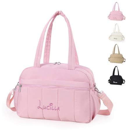 Bolsa de Viaje Personalizada con Nombre para Hombre Mujer Bolsa de Deporte Yoga Viaje de Negocios Grande De Mano Crossbody Hombro Regalo Personalizado (Rosa)