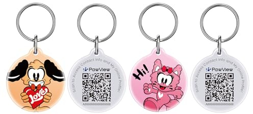 2 Stück Set, PawView Hundemarke mit QR Code,personalisierter Hund und Katzentag mit Verlustschutz und Wasserdichtigkeit, online-Profil zum Aktualisieren von Notfallkontakten