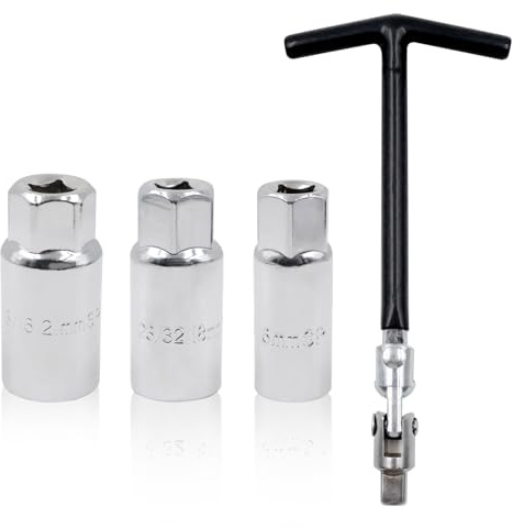 Zatix​bu Set di chiavi a bussola per candele di accensione da 16 mm, 18 mm, 21 mm, universale, flessibile, strumento di rimozione, con manico a T, per auto, officine, moto, tosaerba