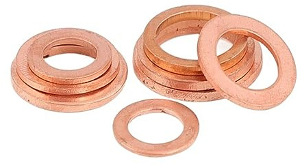 OZLIYY Rondella in Rame Massiccio Spessa 3 mm, Guarnizione ad Anello Piatto, rondelle Piane M5-M30, Guarnizione for Tappo Coppa Olio(M14x24x3 2pcs)