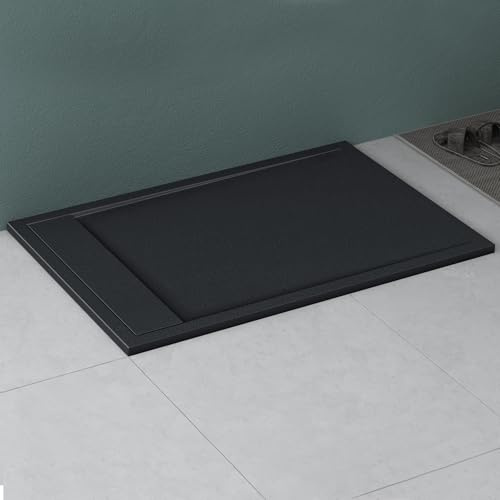 Mai & Mai Duschwanne 80x120x3cm Duschtasse aus Mineralguss | Mineralgusswanne in Anthrazit Matt, Rechteckig DIN-Anschlüsse Geoma10