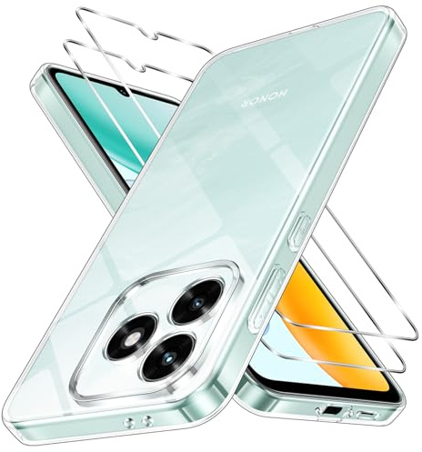 Oelrstfe Cover per Honor X5C Plus con 2 Pezzi Vetro Temperato, Ultra Trasparente TPU Silicone Custodia Morbido Antiurto Anti-giallo Case