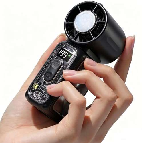 GlobalCrown Mini Ventilador portatil de mano con luz,Pequeño ventilador silencioso con compresa de hielo, recargable,diseño de bolsillo pequeño para viajes,conciertos,camping y maquillaje con espejo