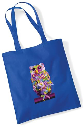Huuraa Jutebeutel Eule Colorful 10 Liter Bright Royal Baumwolle Tasche Geschenkidee