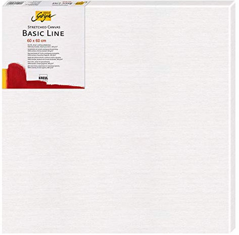 KREUL 66060 - Solo Goya Stretched Canvas Basic Line, Keilrahmen ca. 60 x 60 cm, mit Leinwand aus Baumwolle 4 fach grundiert, ideal für Öl, Acryl-und Gouachefarben, Weiß