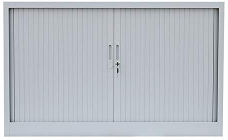 Querrollladenschrank komplett montiert Sideboard grau 75x120x46cm (HxBxT) Stahl Büro Aktenschrank Rollladenschrank 555120