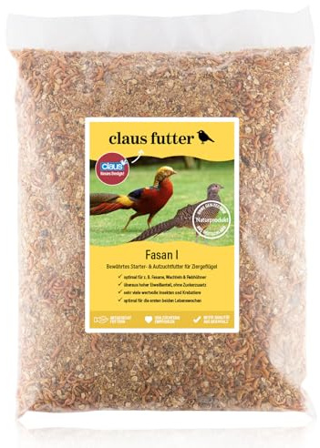 Claus Fasan I | 1 kg | Aufzuchtfutter für Ziergeflügel wie Wachteln, Fasane oder Rebhühner | Für eine Gute Entwicklung bis zur 2. Lebenswoche | Hoher Eiweißanteil