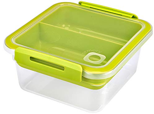 Rotho Memory B3 Lunchbox 1l mit Deckel und herausnehmbarem Einsatz, Kunststoff (PP) BPA-frei, transparent, 1l (16.0 x 15.0 x 7.7 cm)