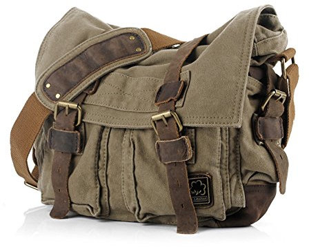 Han Lucky Star Herren Canvas Herrentasche Vintage Umhängetasche Männer Aktentasche Messenger Bag Schultertasche Handtasche (Army Green)