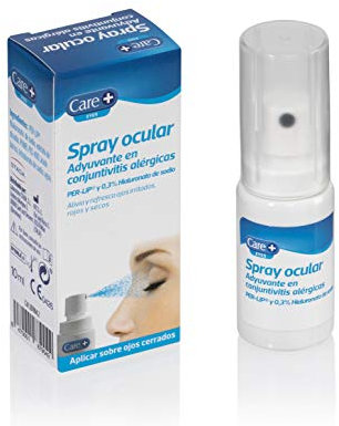 Care+, Spray Ocular, Adyuvante en Conjuntivitis Alérgicas, 0.3% Hialuronato de Sodio, Alivio para Ojos Irritados y Secos, 10ml