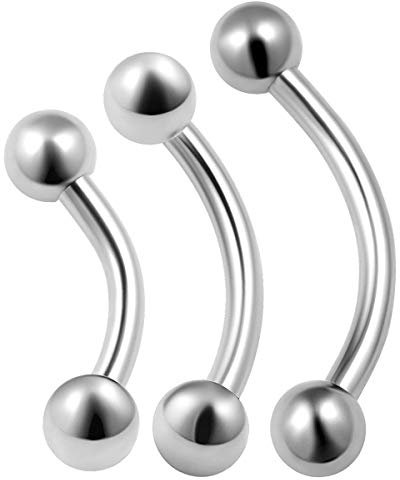 KJM FASHION 3 STK Chirurgischer 316-l-stahl Banana Barbell 1,2 mm 16 g 6mm 8mm 10mm 3mm Kugel Eyebrow Cartilage Daith Labret Ohrringe Rook Piercing Schmuck 0229