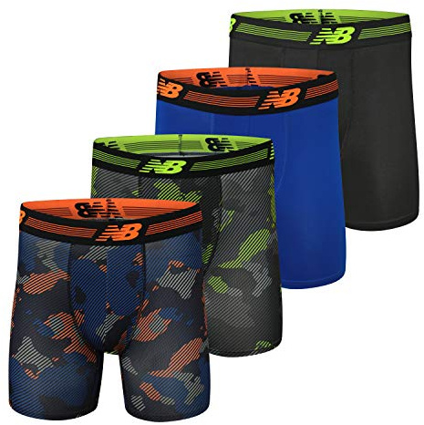 New Balance Herren Performance 6 No Fly Boxer Brief (4-Pack) Retroshorts, HLT/Black(ht)/Team Royal/Team Royal Strt, Small (4er Pack)