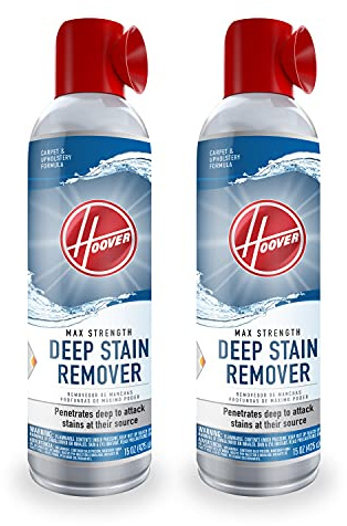 Hoover Max Strength Deep Stain Remover Aerosol Spray, 15 oz., 2 Pack, Fresh Scent, Max Strength Carpet and Upholstery Spot Cleaner Spray, Pair with Hoover Carpet or Spot Cleaner