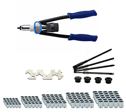 Nietmutternzange,Profi Nietzange,Nietenzange Set,Gewindenieten Zange,Popnietzange,Blindnietzange,Nietzange,Hebel Nietmutternzange,inkl 150 NietmutternM5 M6 M8 M10 M12 Nieten