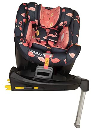 Cosatto Come & Go Rotate Kindersitz – 0-4 Jahre, Gruppe 0+/1, i-Size, ISOFIX, Seitenaufprallschutz, Anti Escape, Erweiterter Reboarder (Pretty Flamingo)
